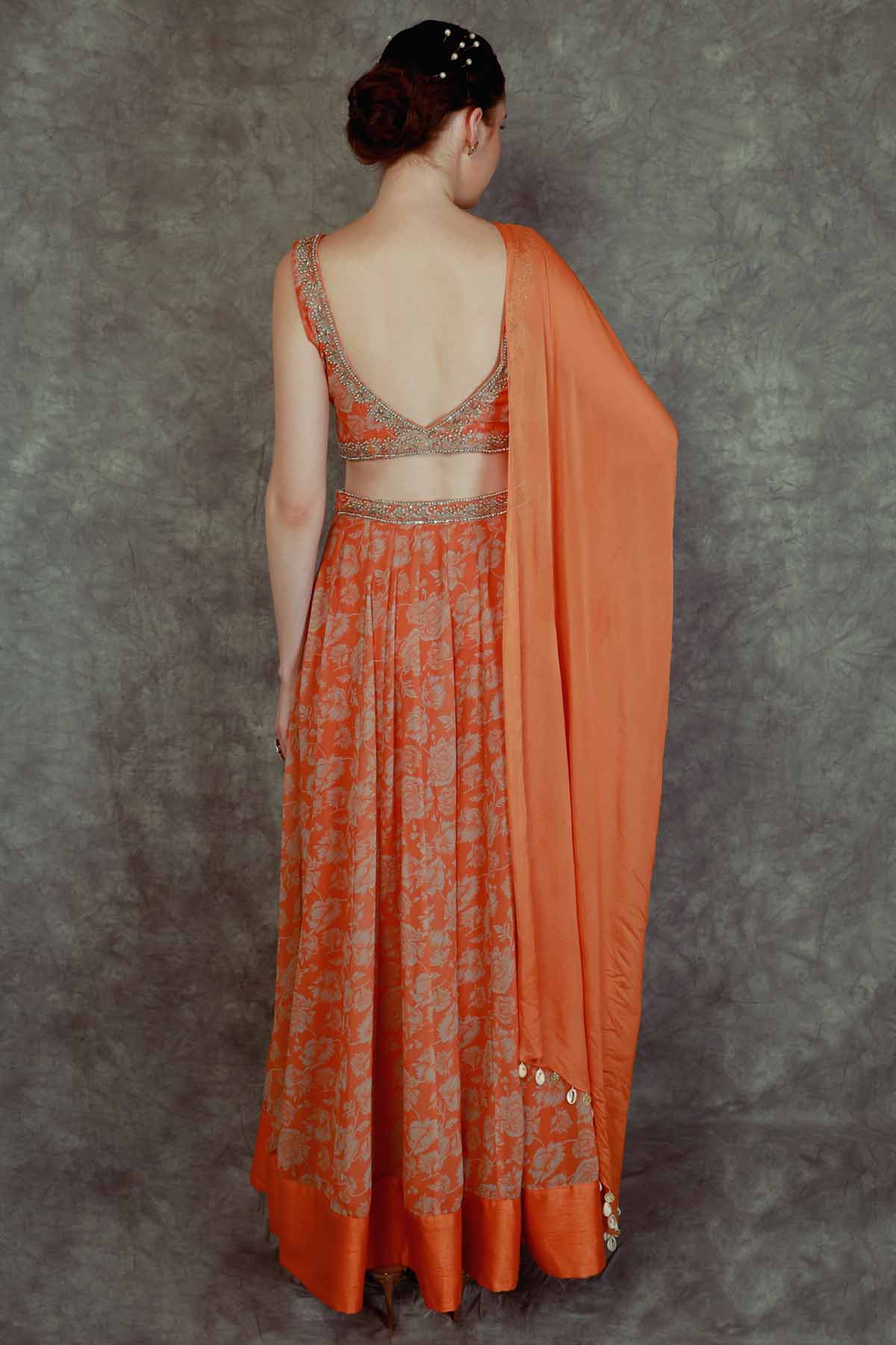 Printed Sequins Lehenga Set