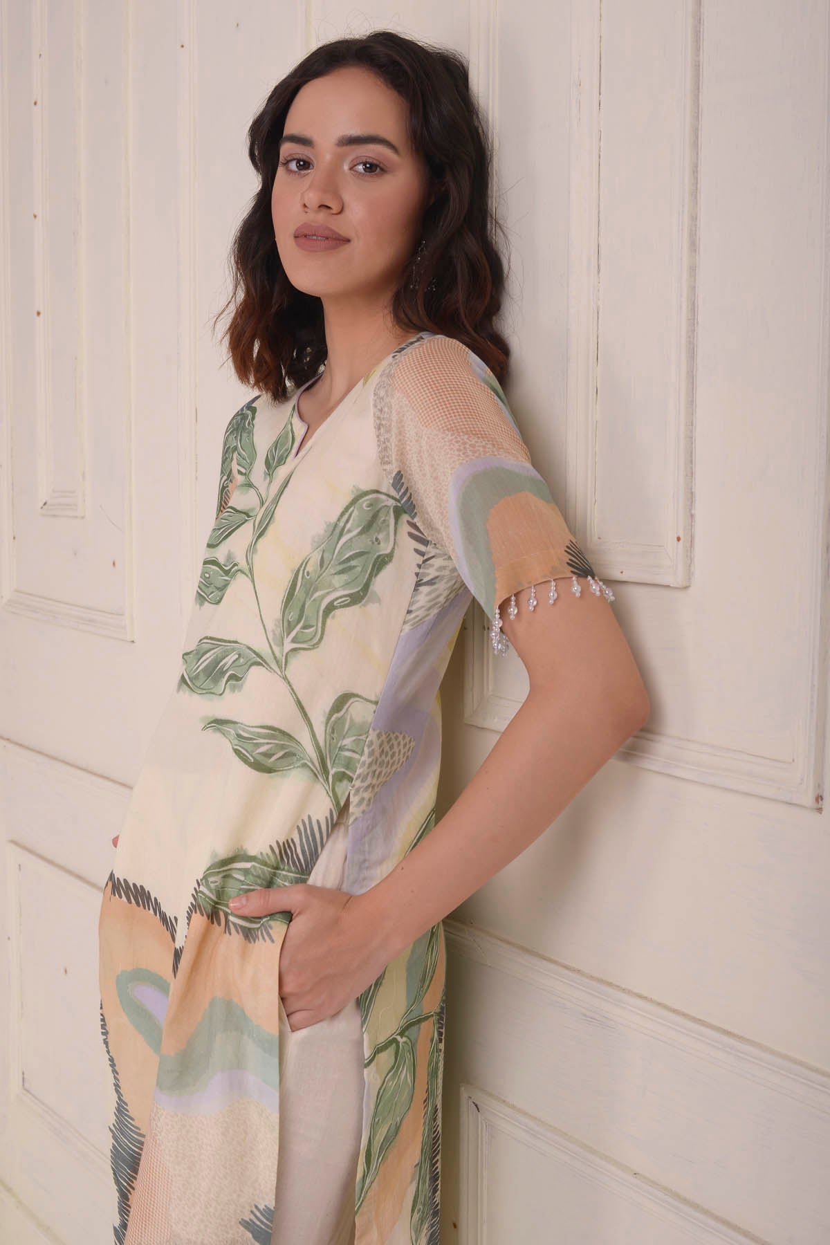 Printed Short Sleeve Kurta Set