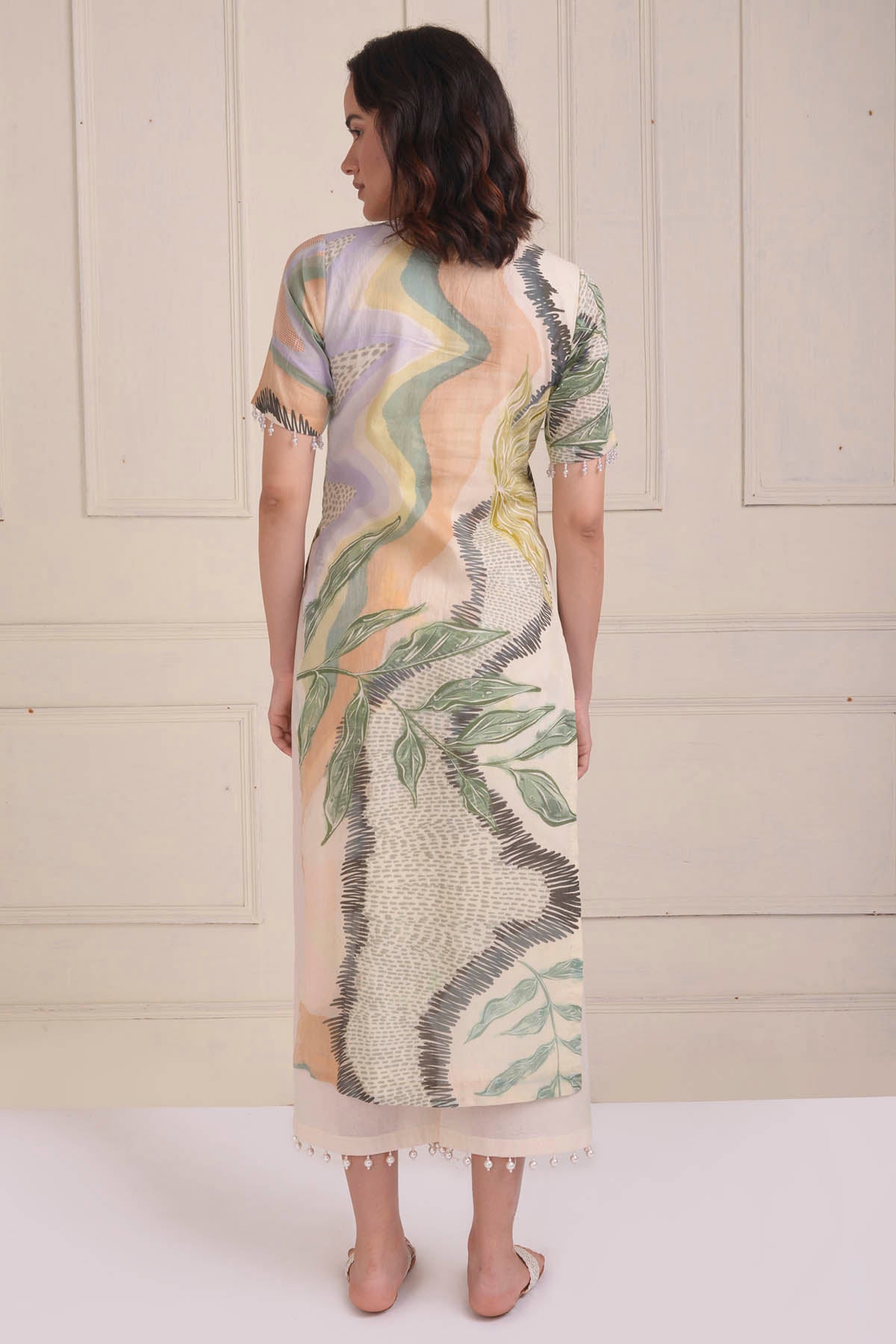 Printed Short Sleeve Kurta Set