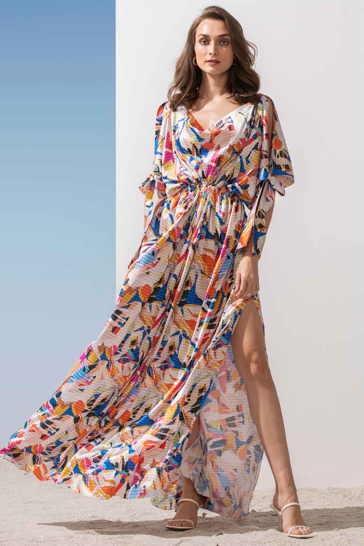 Buy Printed Cowl Neck Kaftan by Mandira Wirk