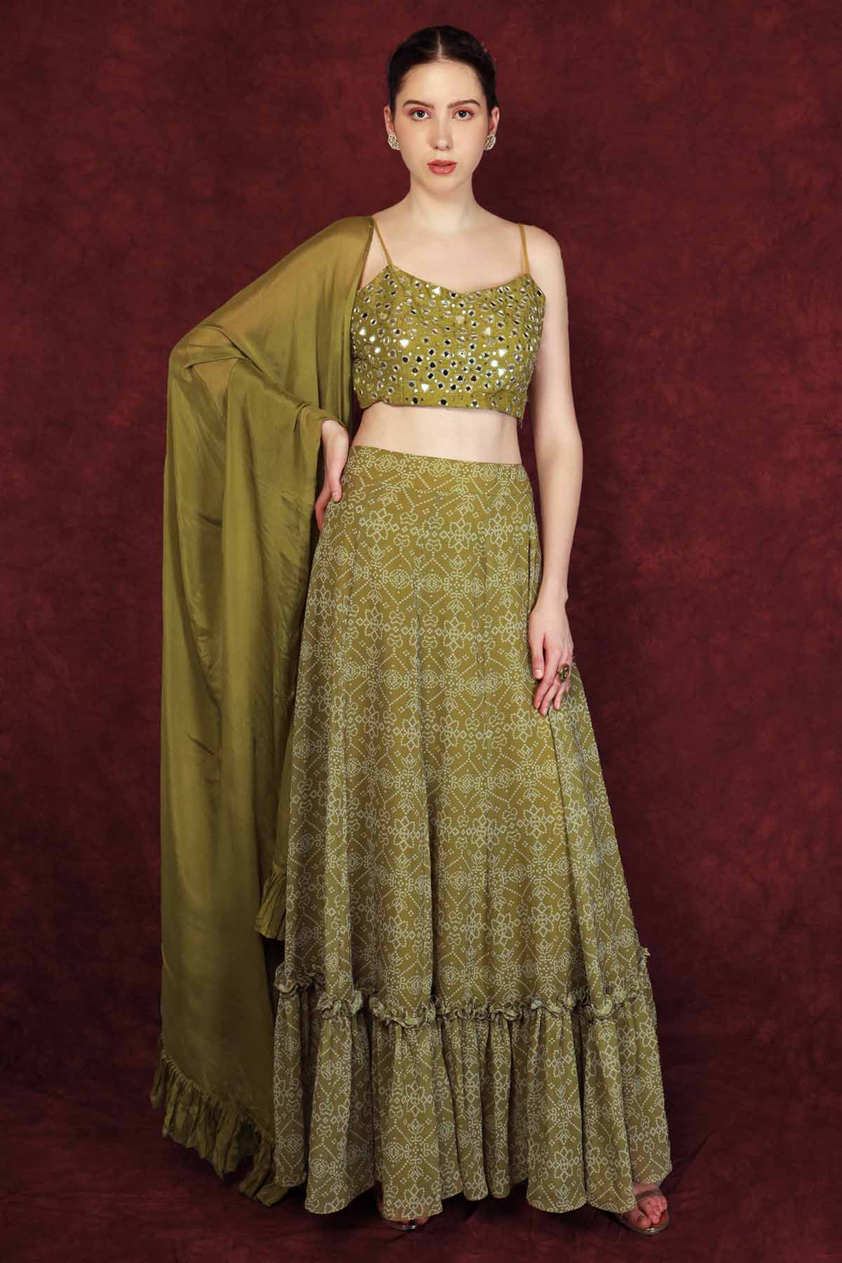 Printed Georgette Lehenga Set