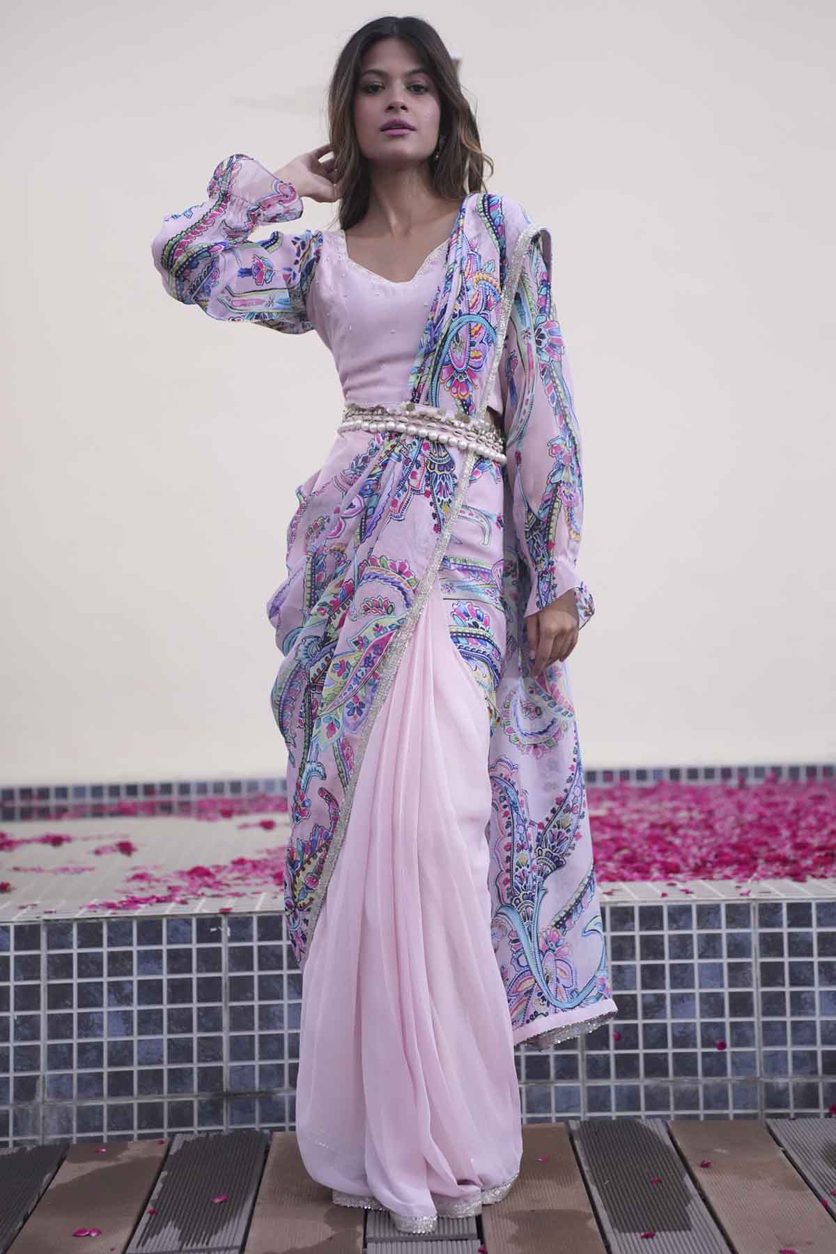 Printed Saree & Blouse Set