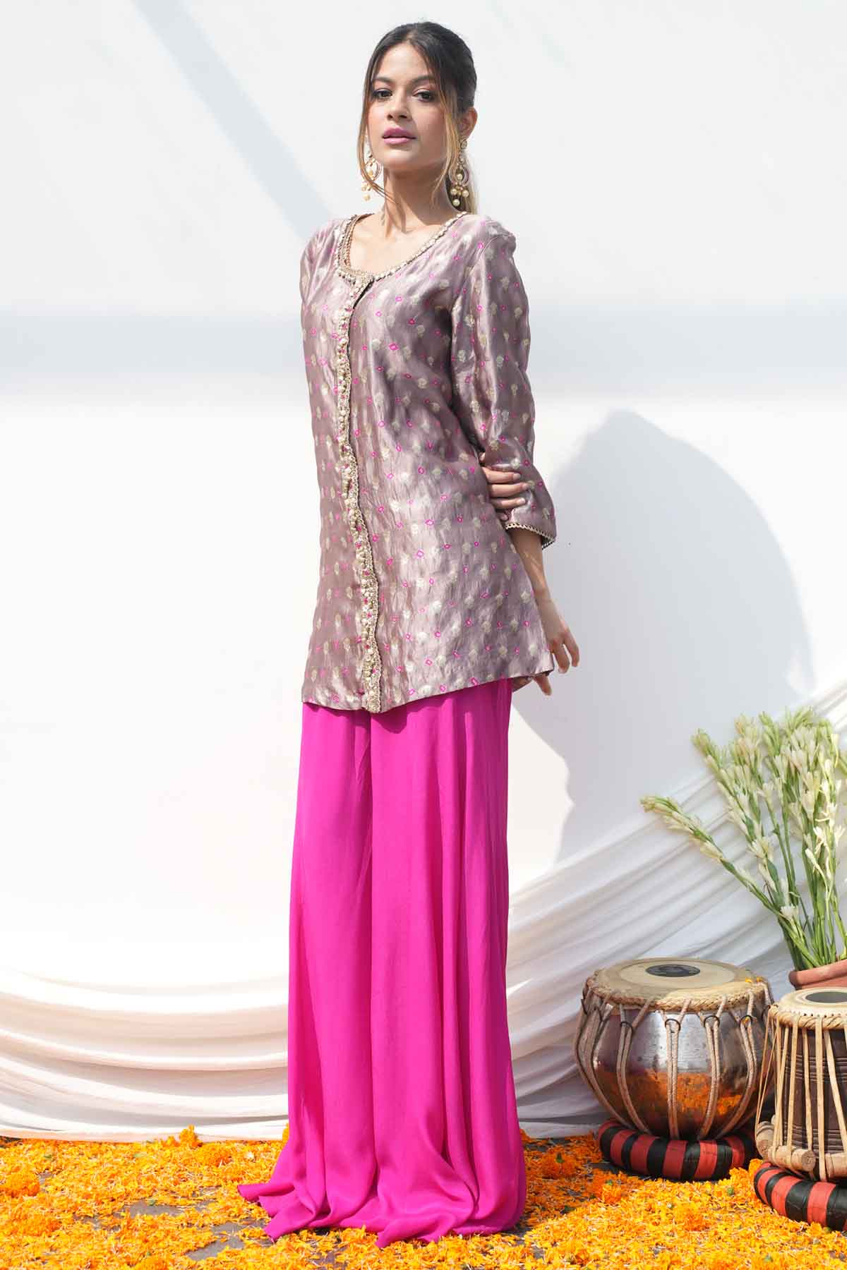 Multicolor Short Kurta & Pants