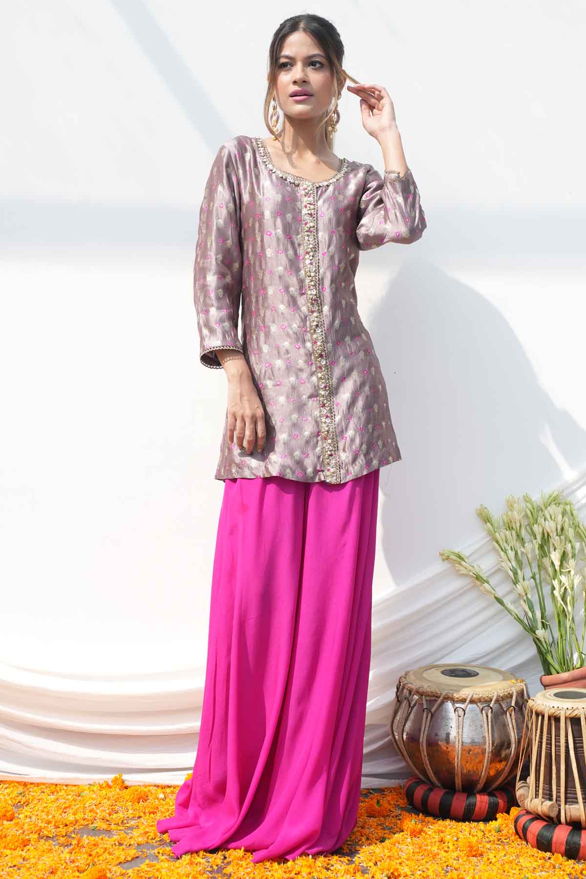 Multicolor Short Kurta & Pants