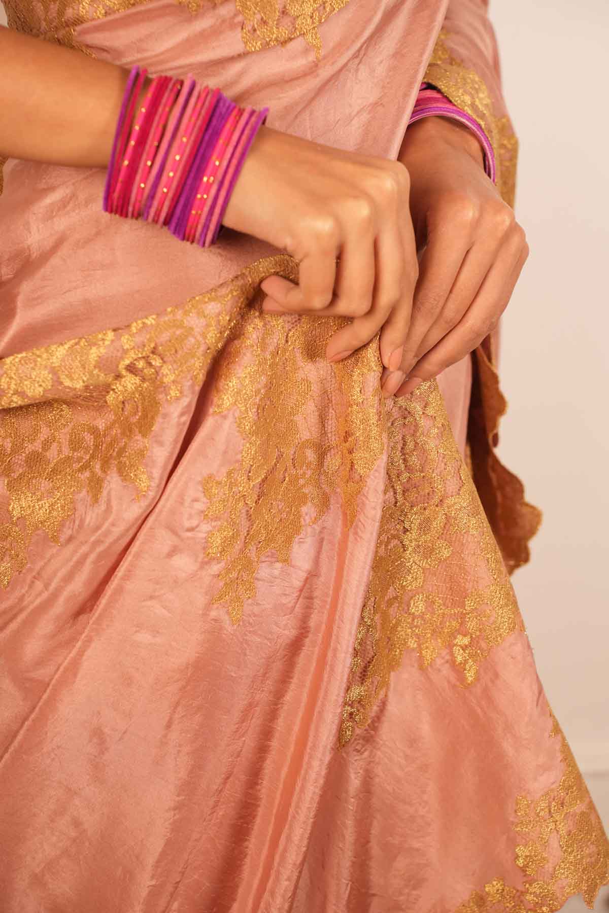 Pure Silk Rose Gold Saree