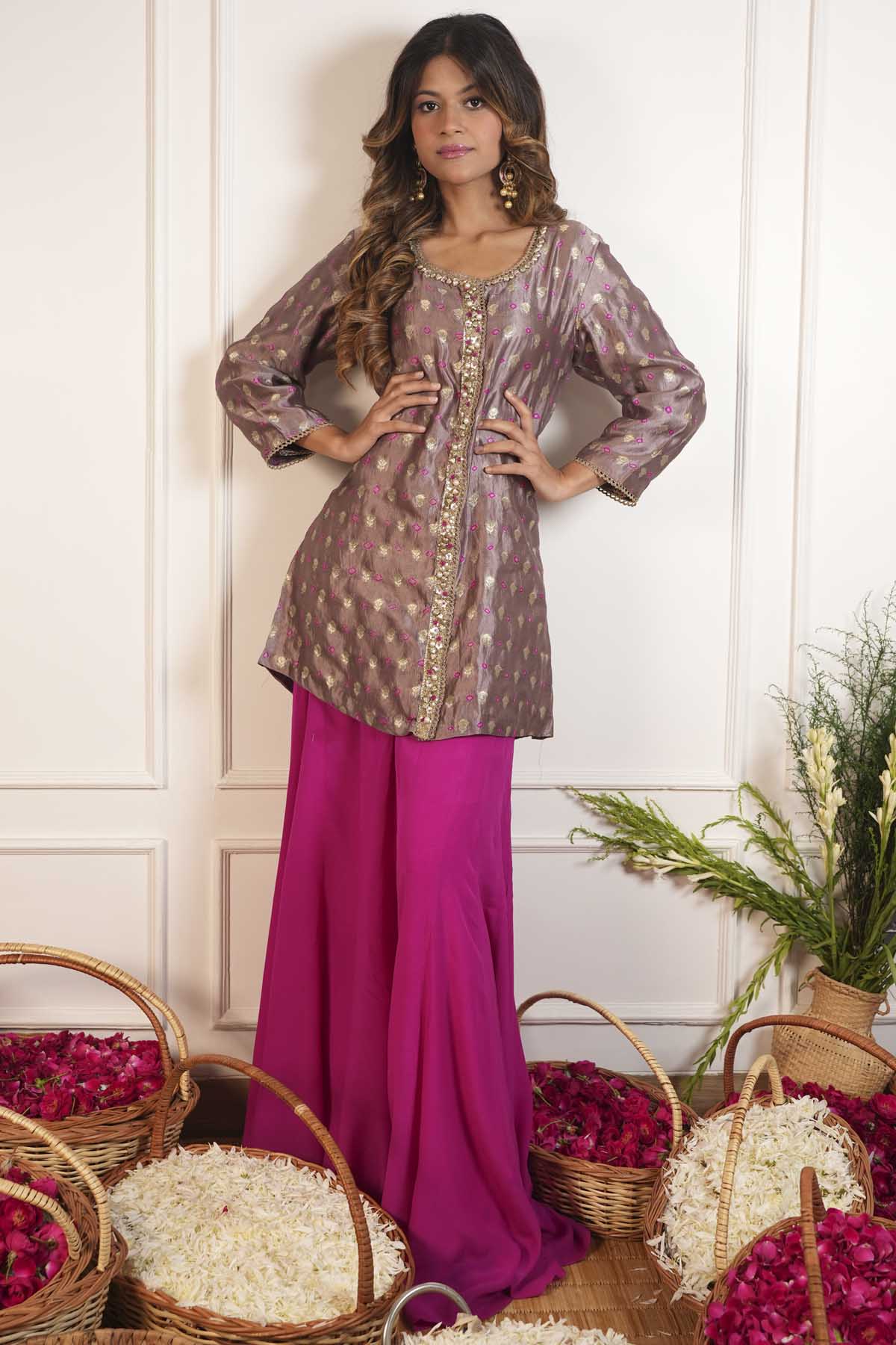 Multicolor Short Kurta & Pants