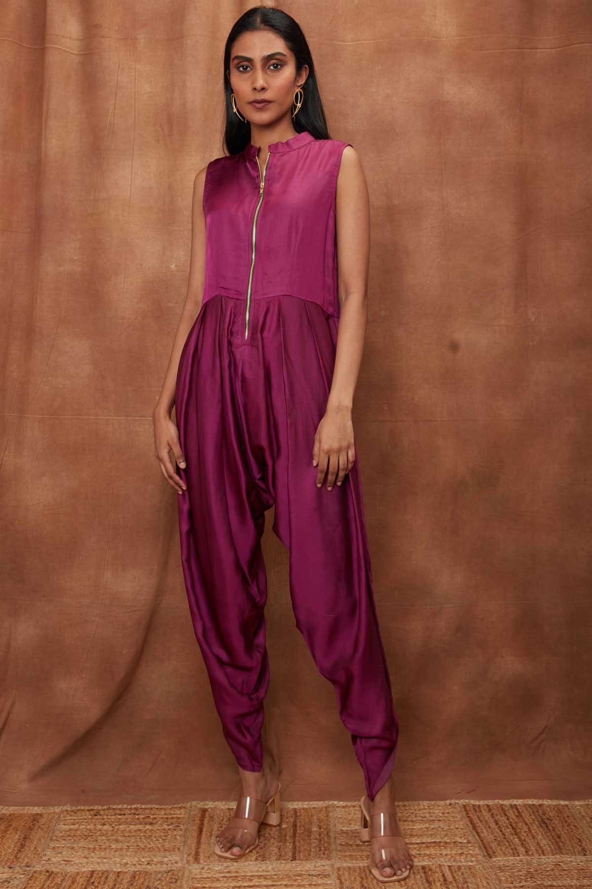 Purple Silk Jumpsuit & Open Jacket