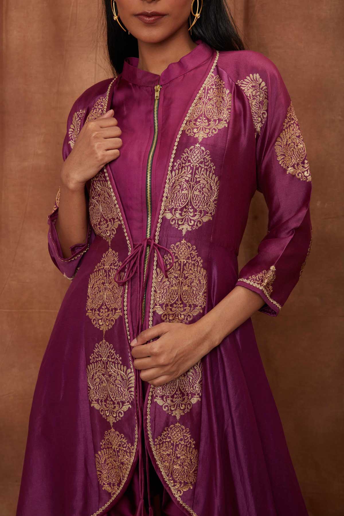 Purple Silk Jumpsuit & Open Jacket