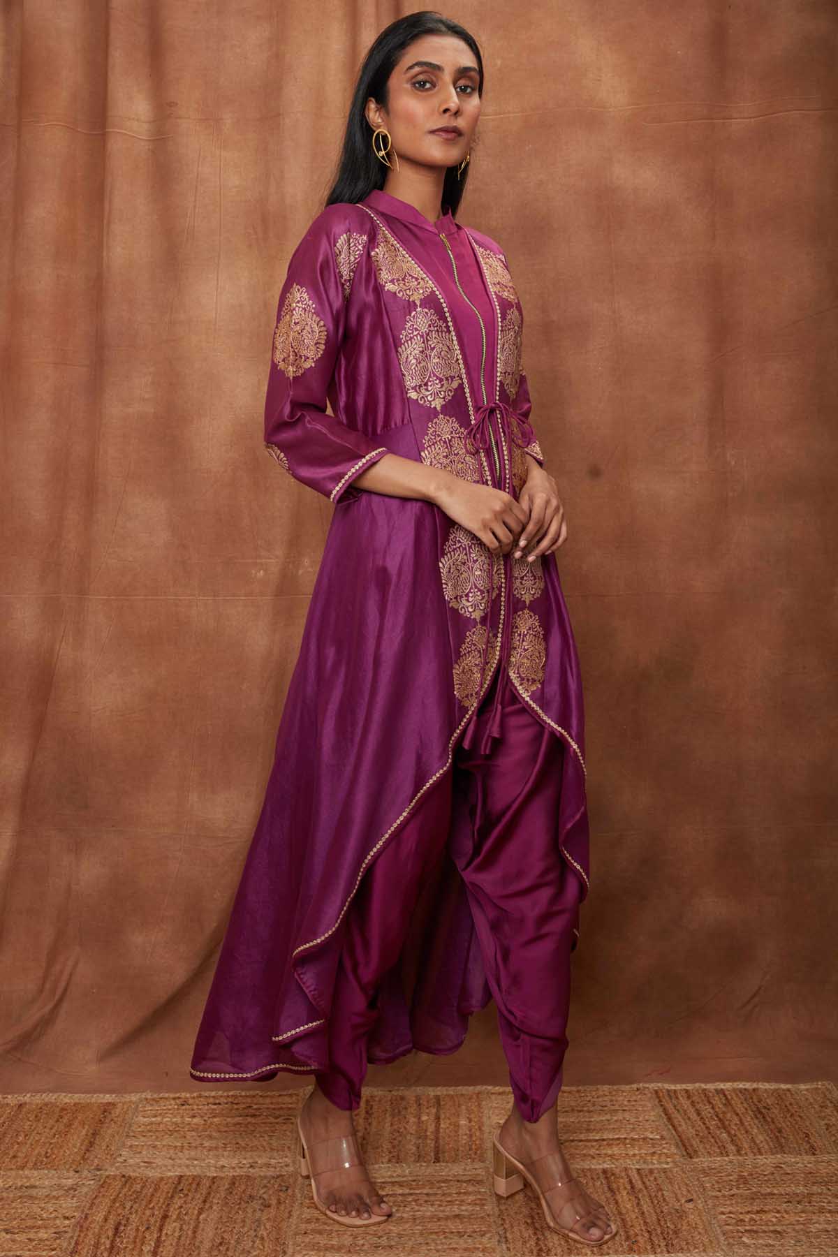 Purple Silk Jumpsuit & Open Jacket