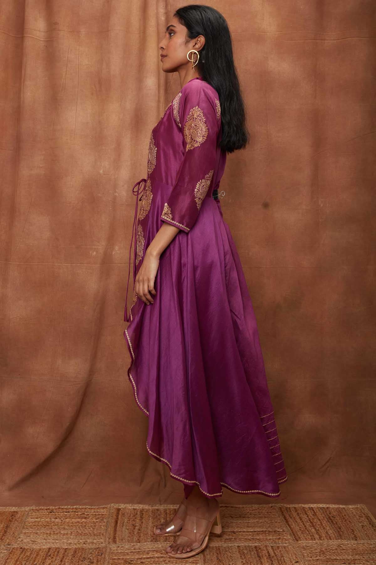 Purple Silk Jumpsuit & Open Jacket