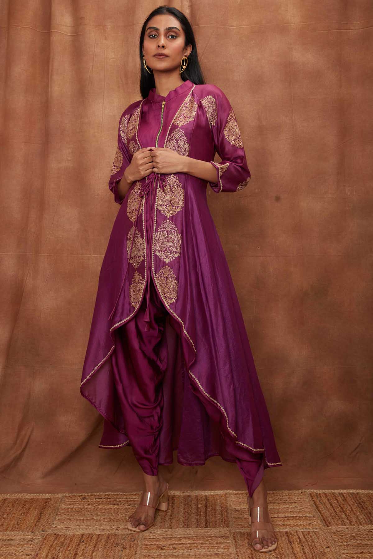 Buy Purple Silk Jumpsuit & Open Jacket for Women Online
