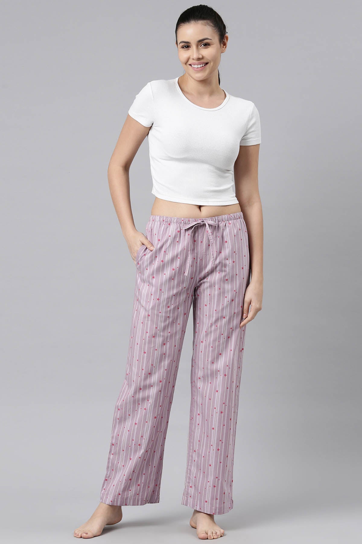 Buy Designer Purple Star Print Pyjama Online