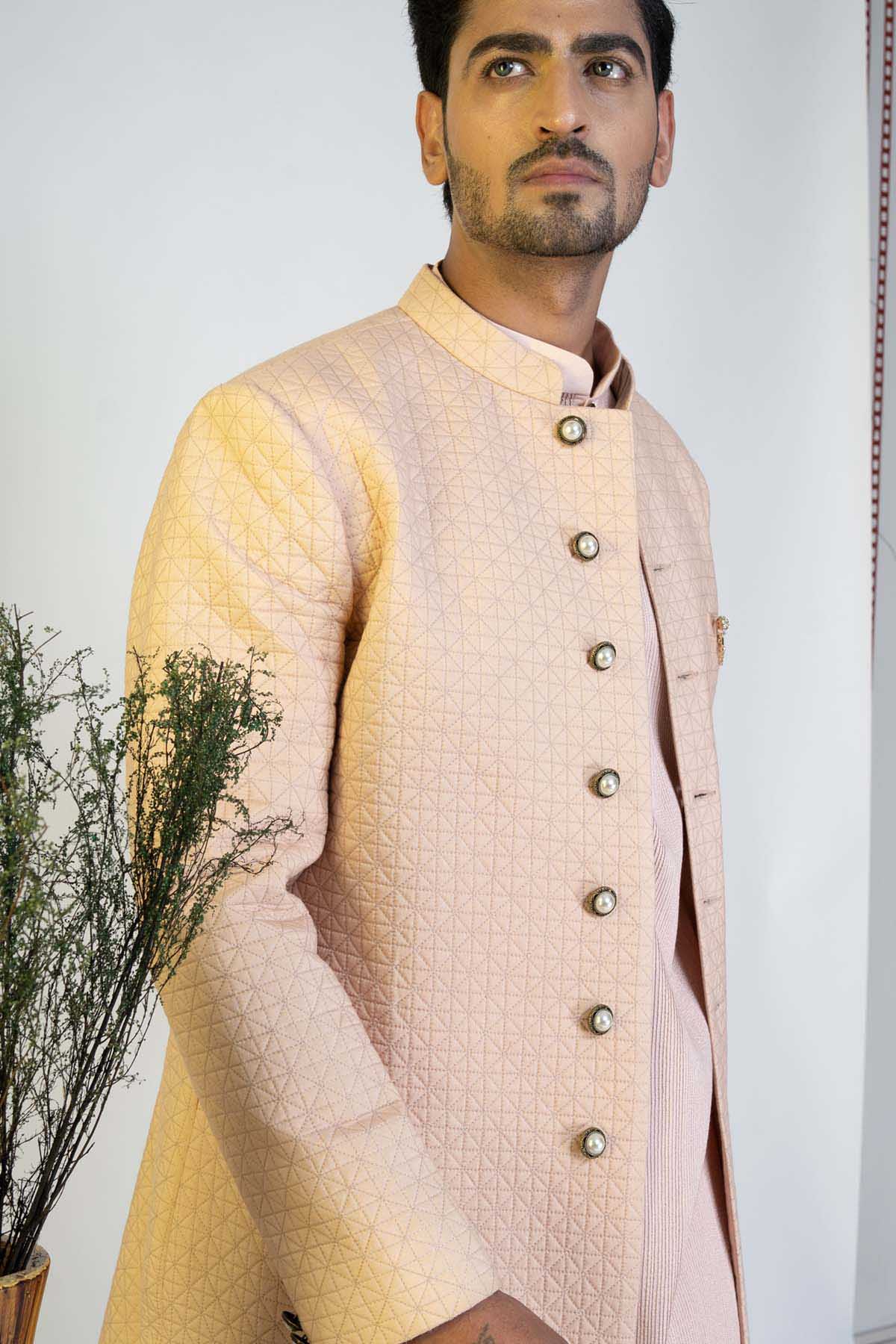 Quilted Sherwani & Churidar Set