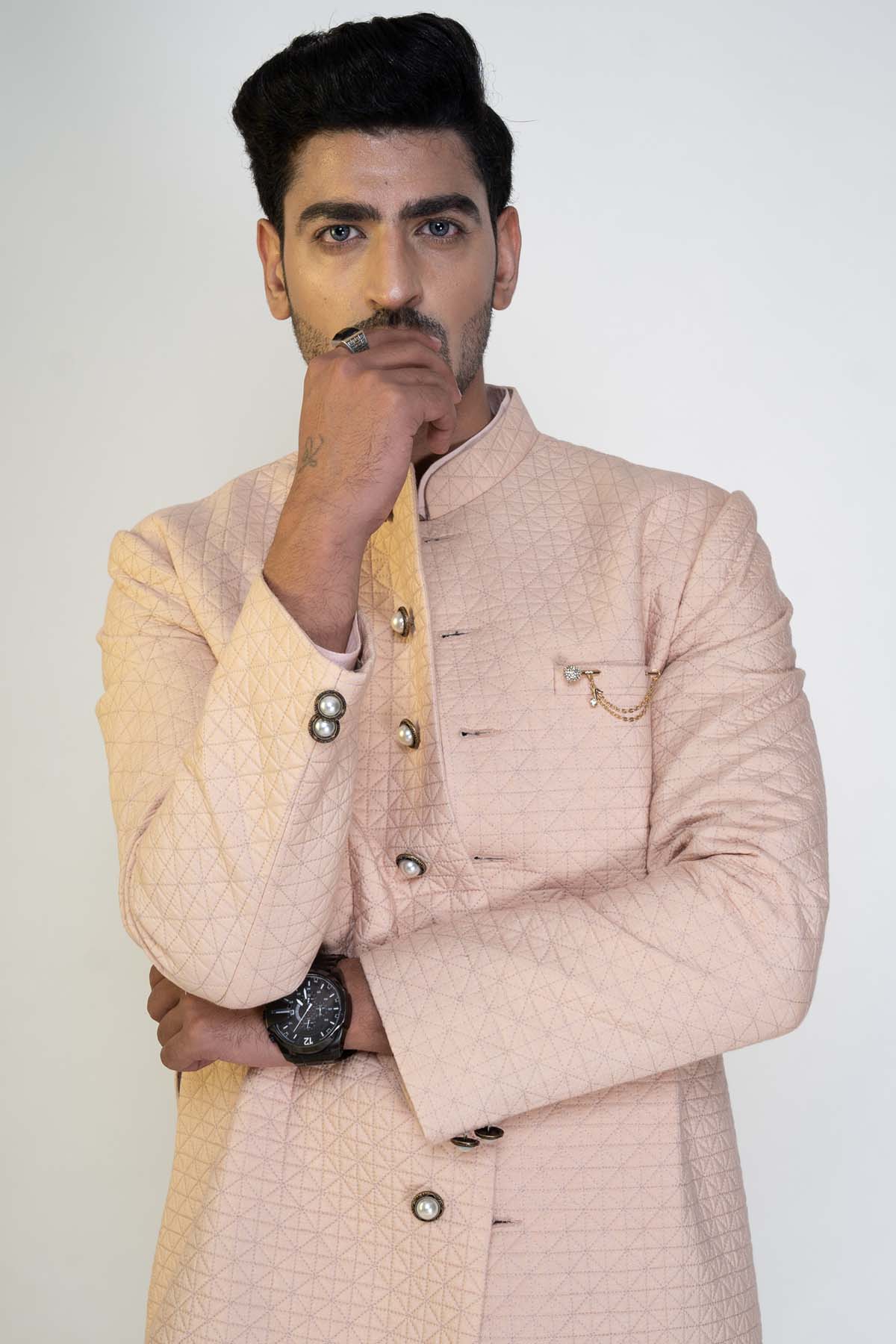 Quilted Sherwani & Churidar Set