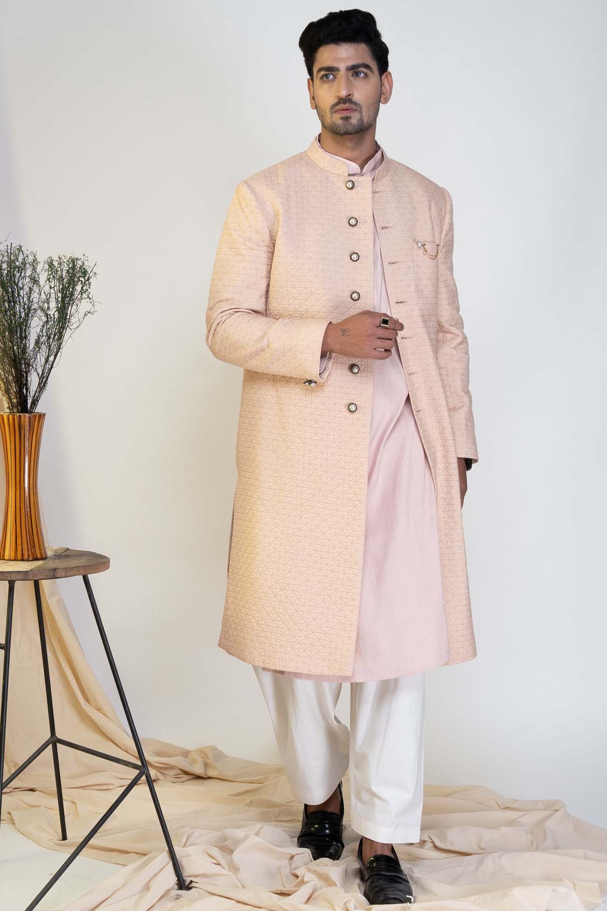 Quilted Sherwani & Churidar Set