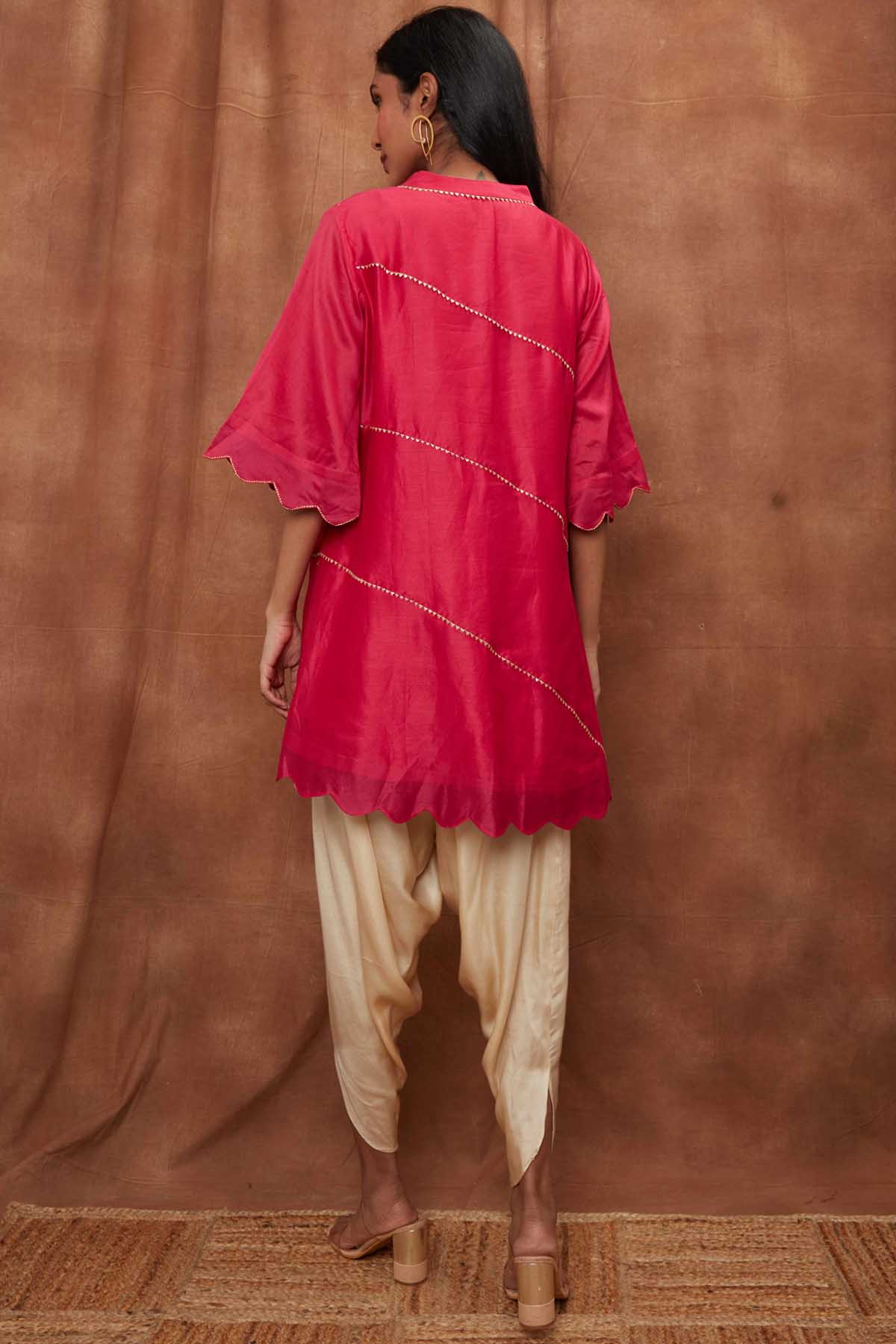 Rani Pink Scalloped Kurta Set
