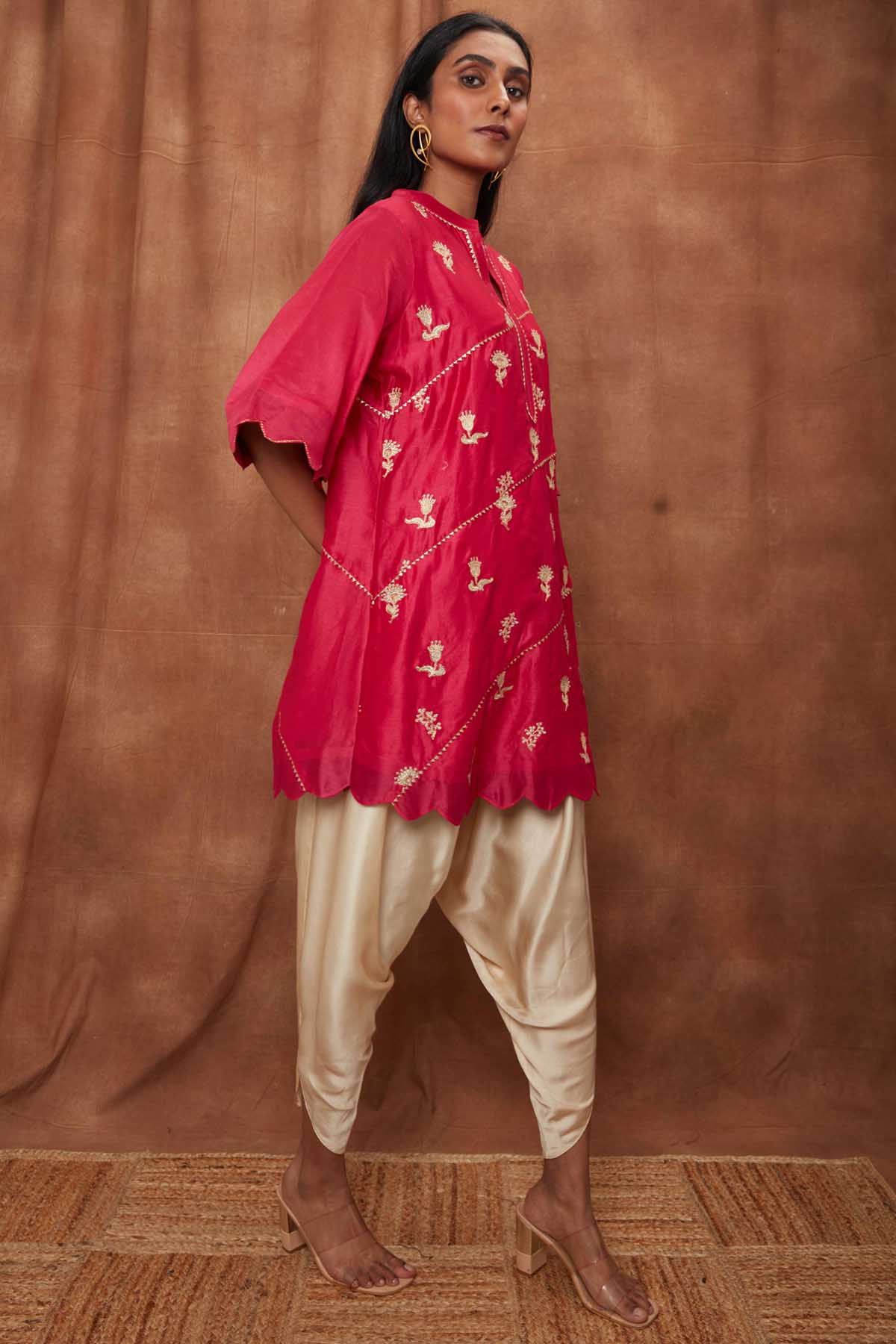 Rani Pink Scalloped Kurta Set
