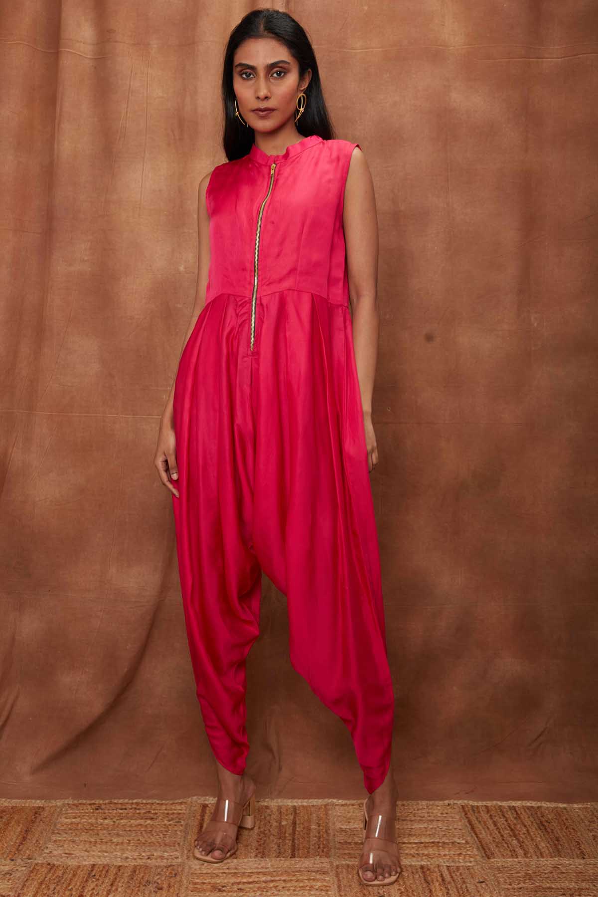 Rani Pink Silk Jumpsuit & Open Jacket