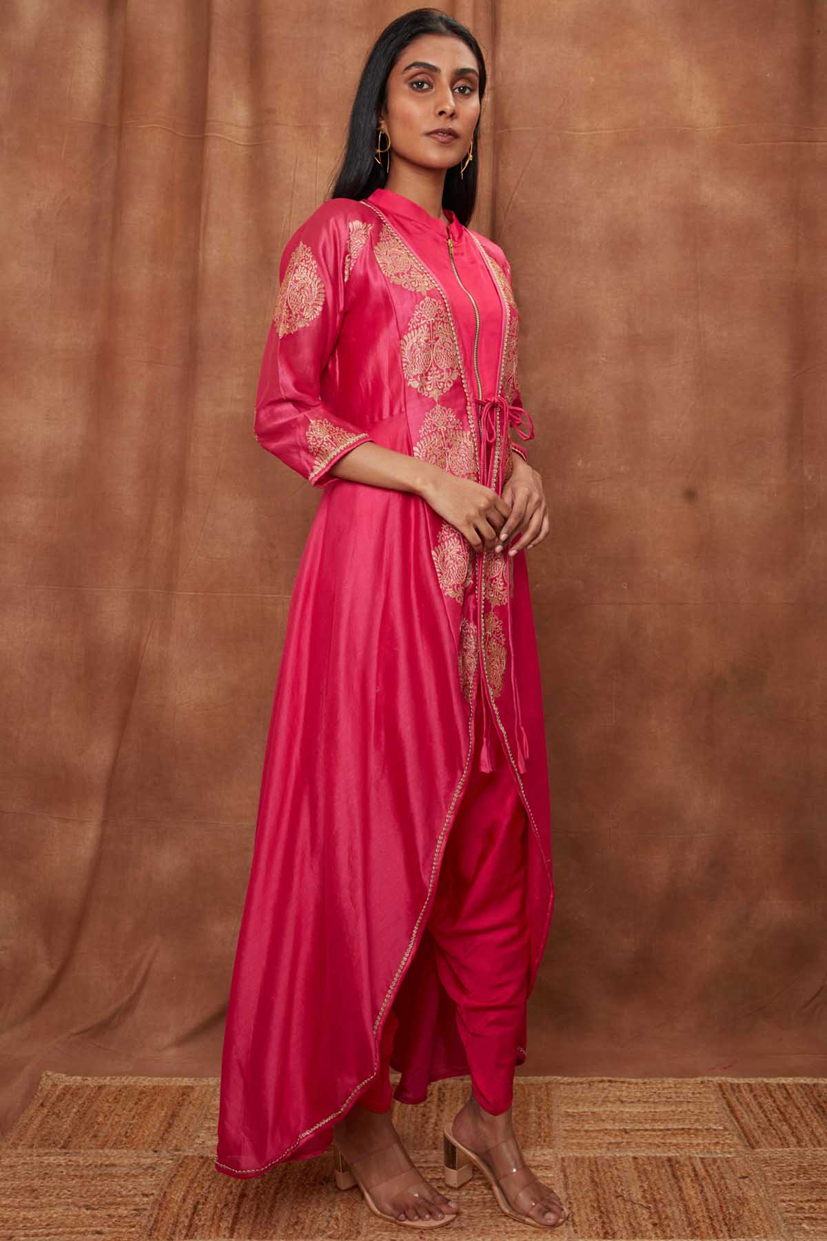 Rani Pink Silk Jumpsuit & Open Jacket