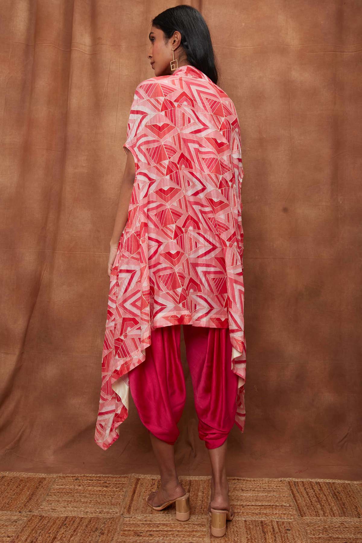 Rani Pink Structured Cape & Dhoti Set