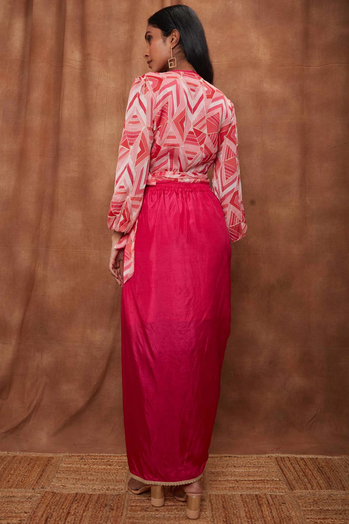 Rani Pink Wrap Around Top & Skirt