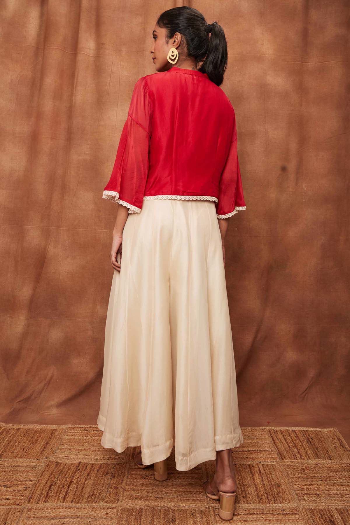 Red Silk Pintuck Top & Pants