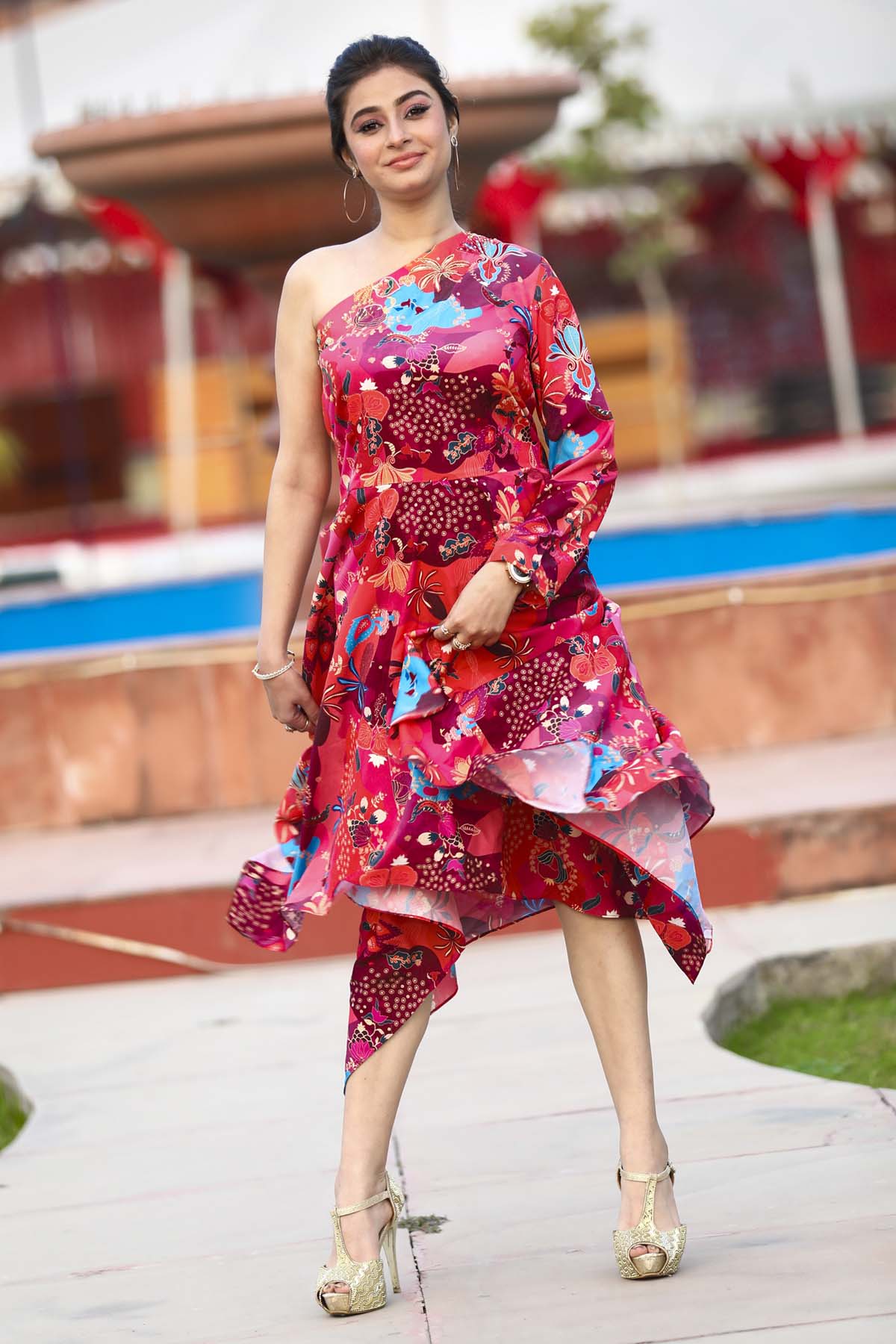 Buy Designer Red Madhubani Embroidered Dress Online