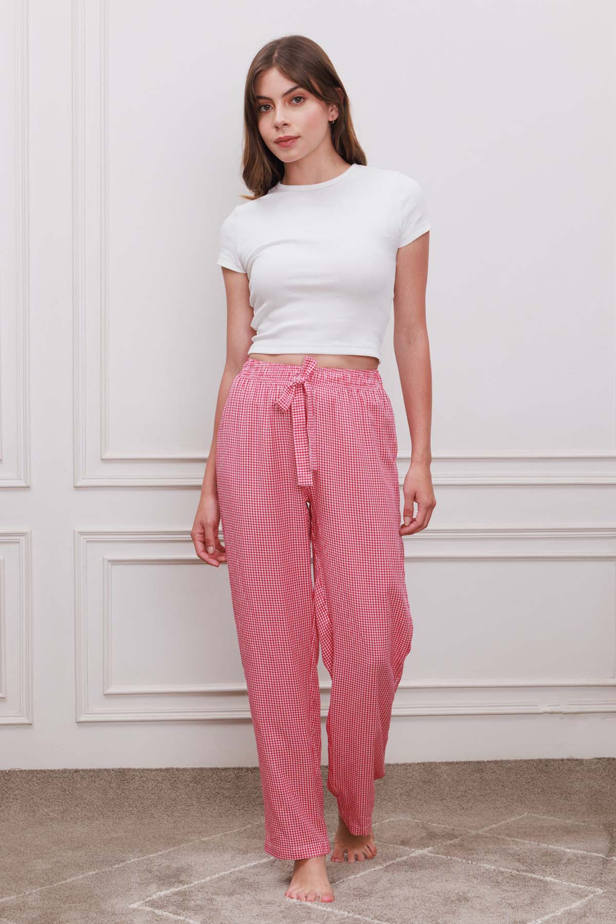 Buy Designer Red Pincheck Pyjama Online