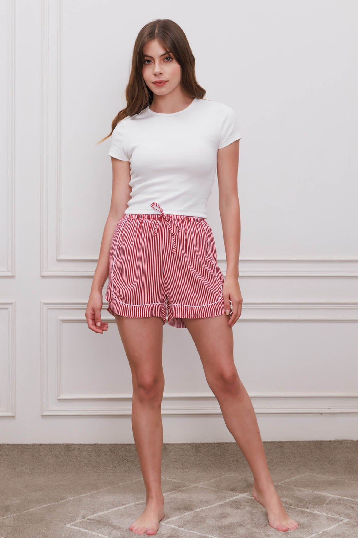 Buy Designer Red Striped Shorts Online
