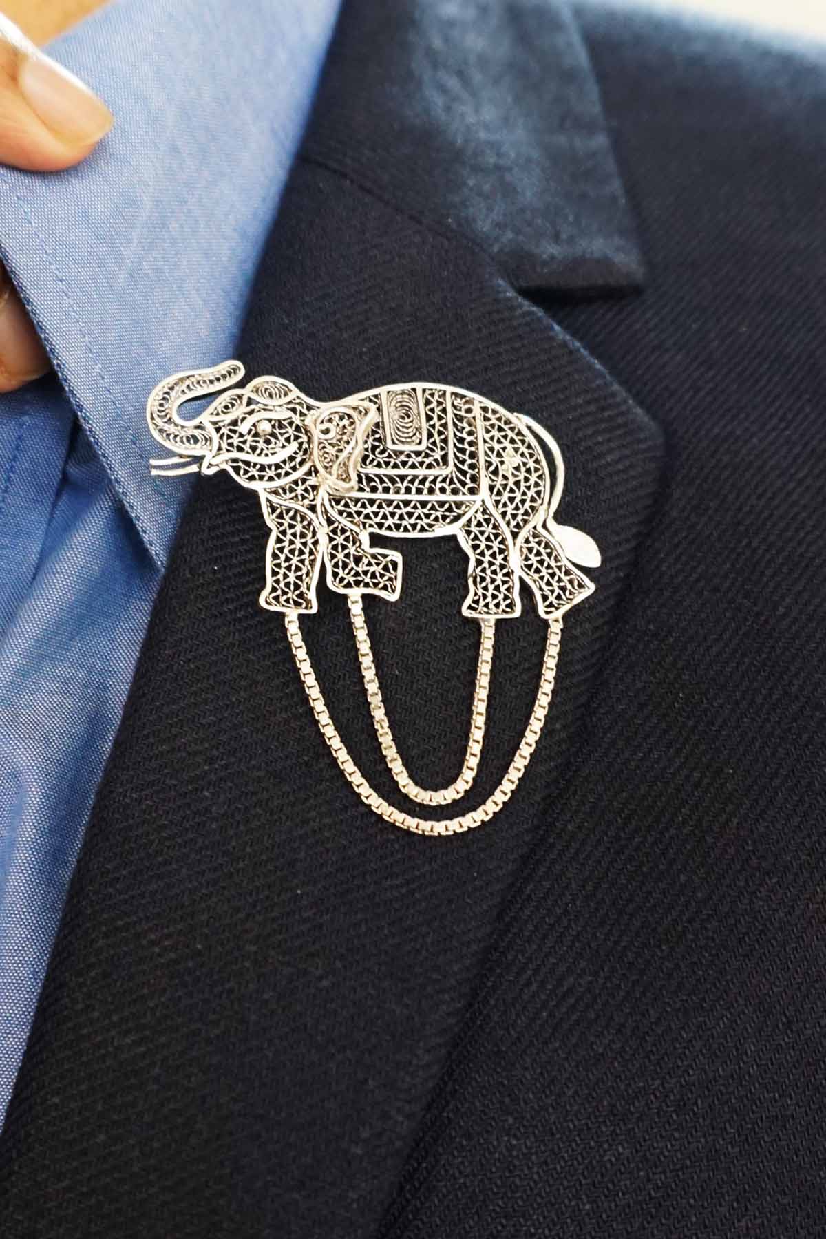 Buy Regal Elephant Silver Brooch Online