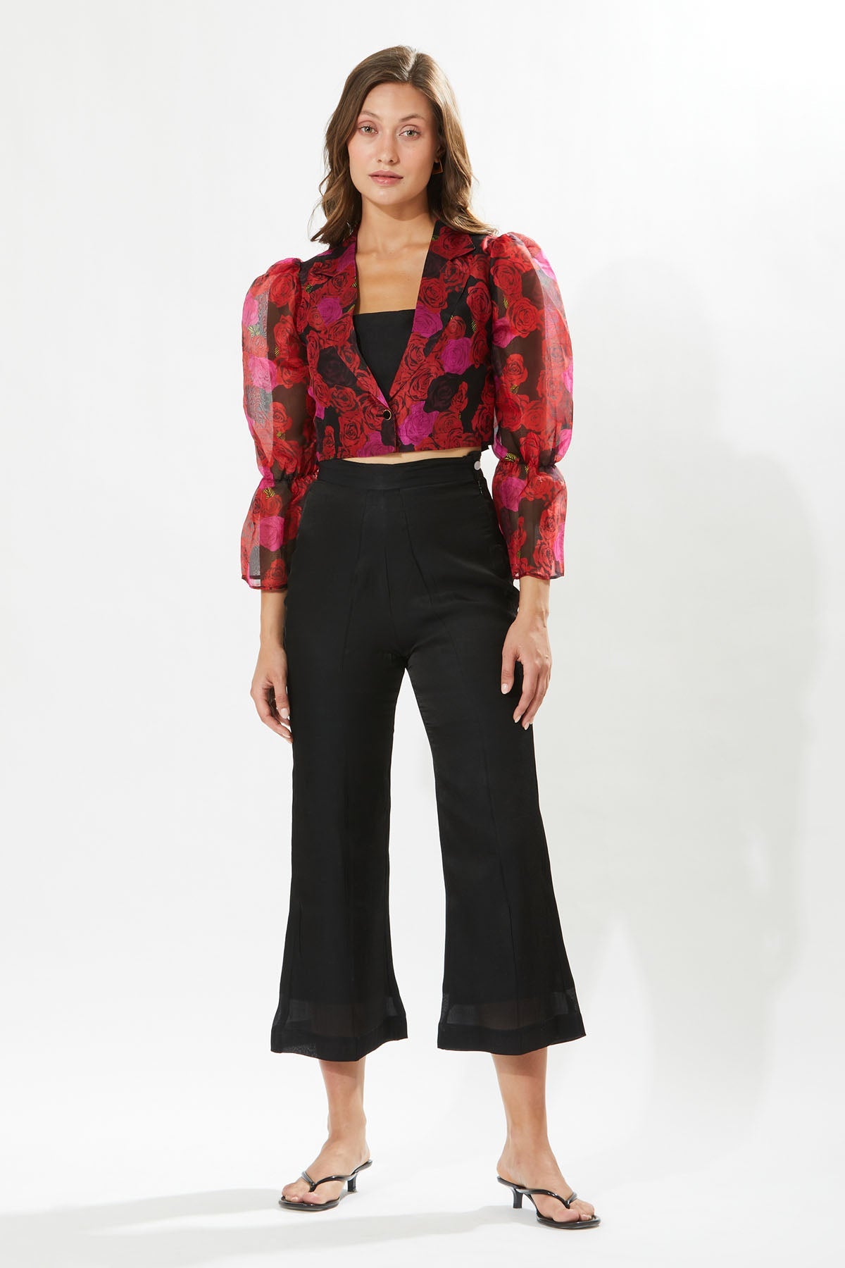 Buy Designer Meadow Rosa Print Cropped Blazer for Women at ScrollnShops