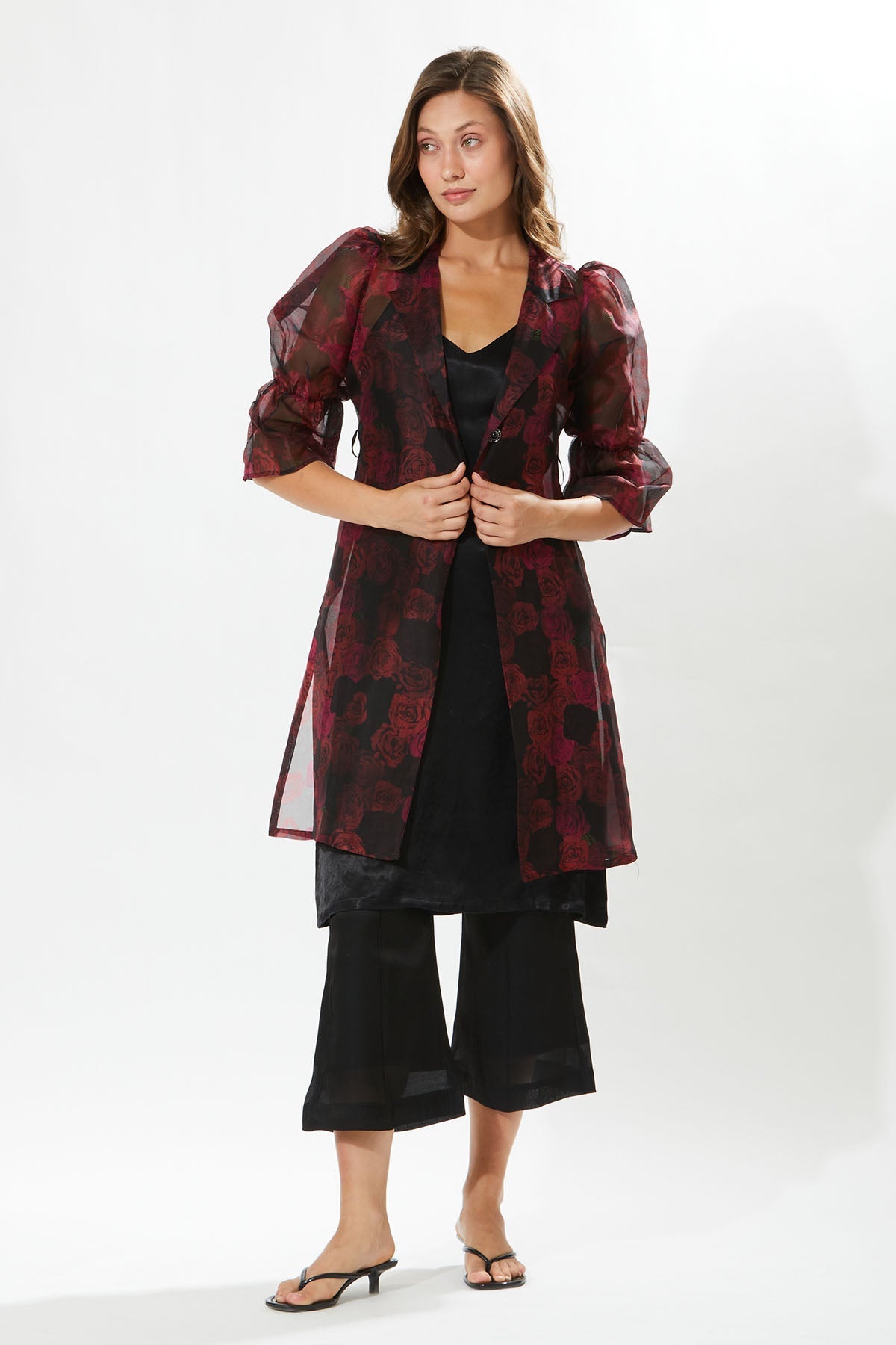 Buy Designer Meadow Rosa Print Tunic & Coat Set for Women at ScrollnShops