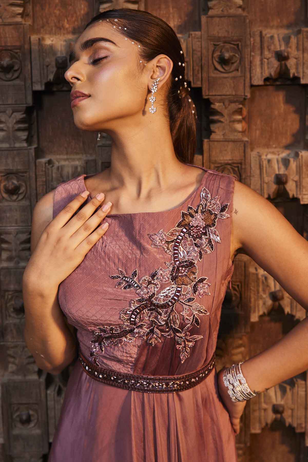 Rose Pink Embroidered Gown