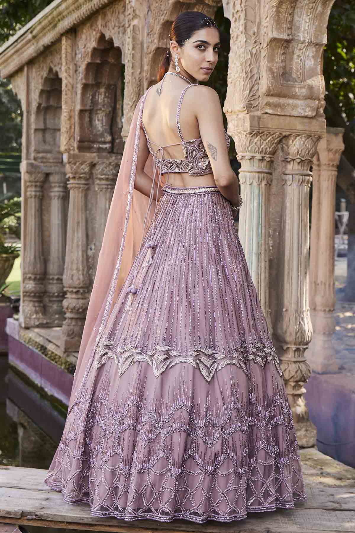 Rose Pink Embroidered Lehenga Set