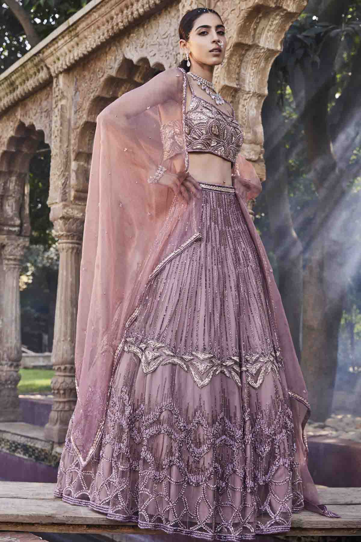 Rose Pink Embroidered Lehenga Set