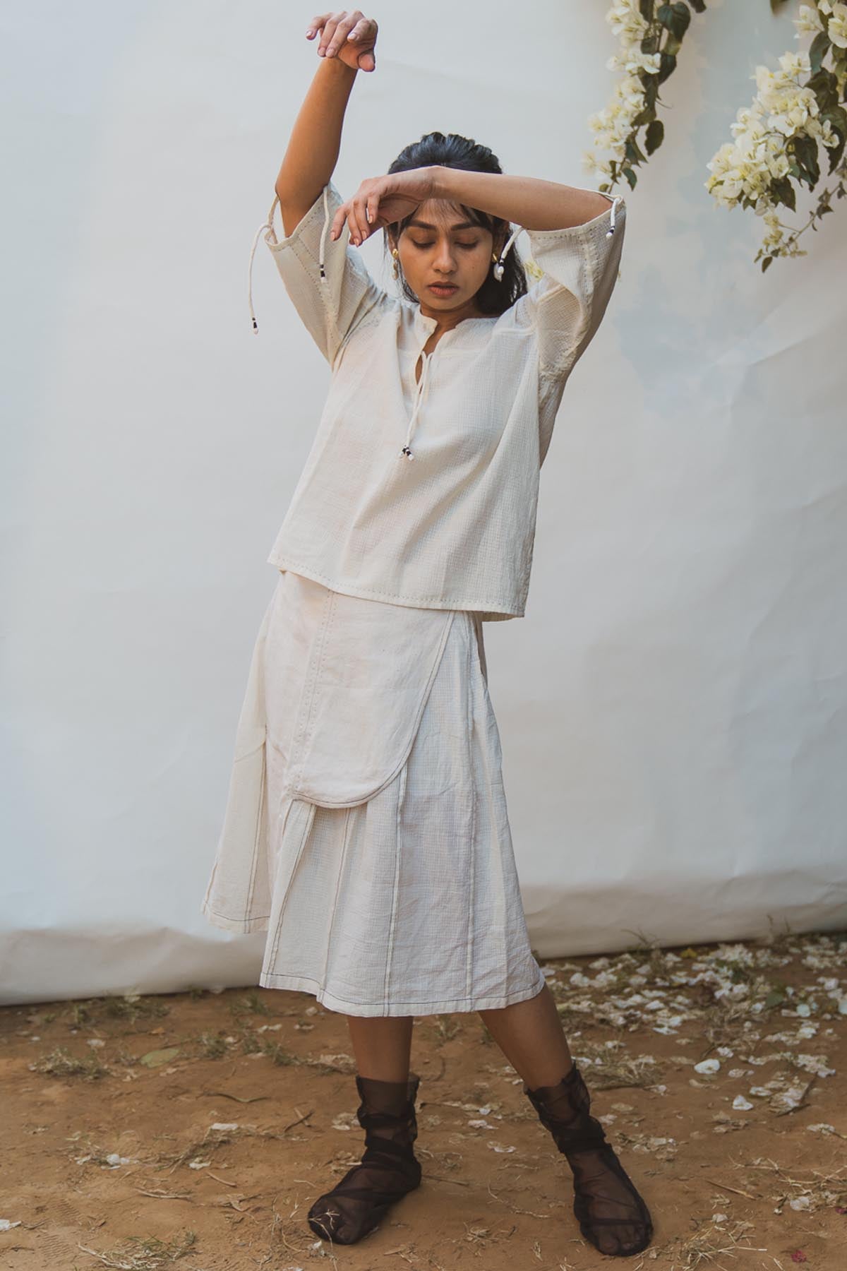 Buy Designer Ruched Top & Layered Skirt Set By Lafaani