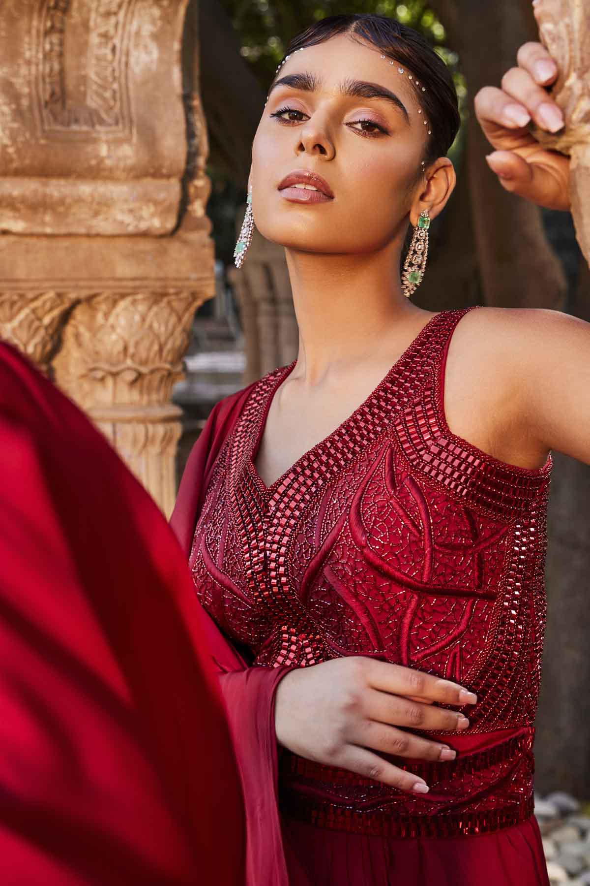 Saree Gown With Embroidered Belt