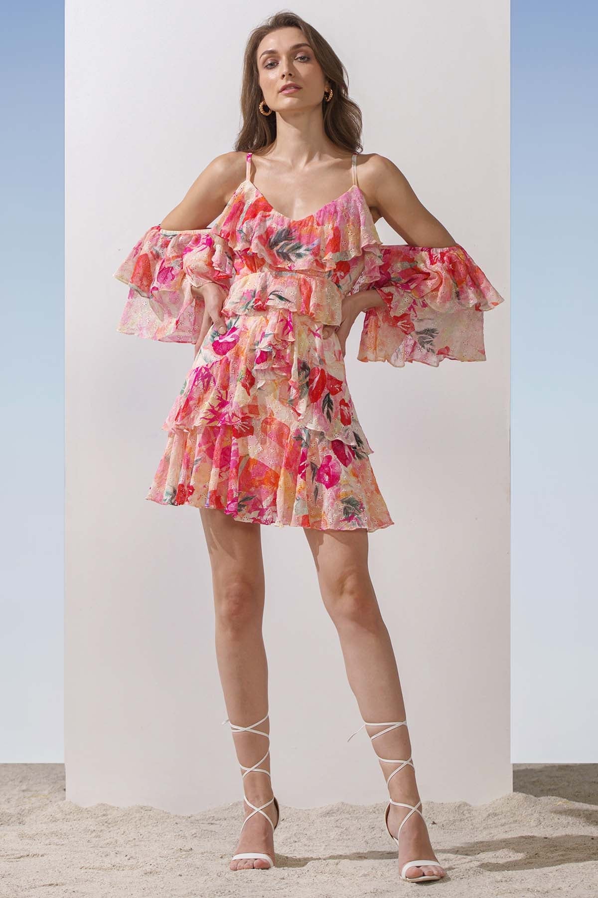 Buy Schiffli Layered Short Dress by Mandira Wirk