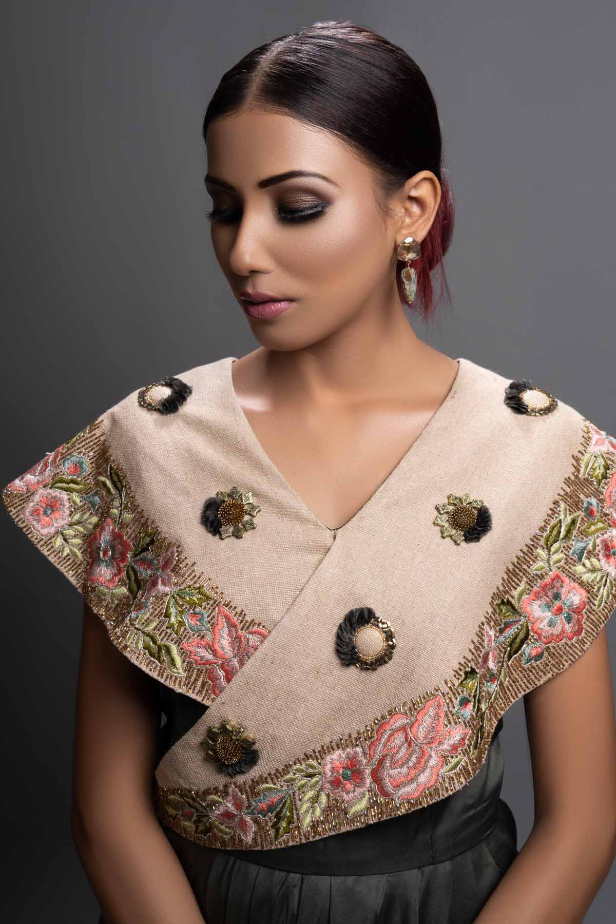 Sequence Embroidered Drape Dress