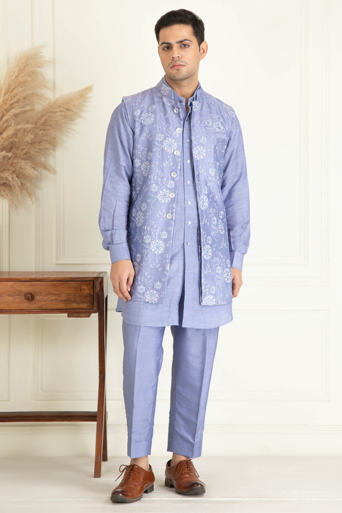 Sequins Embroidered Jacket Set