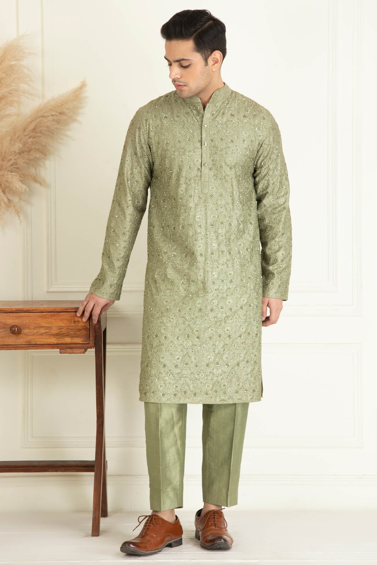 Sequins Silk Kurta Set