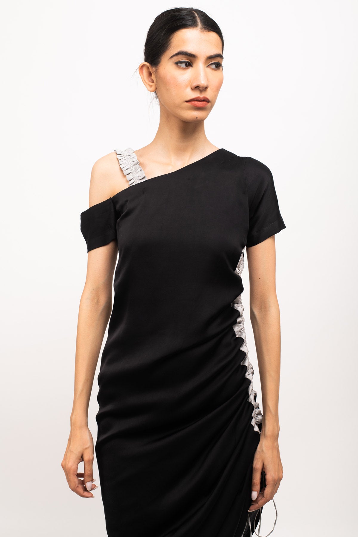Side Ruched One Shoulder Dress