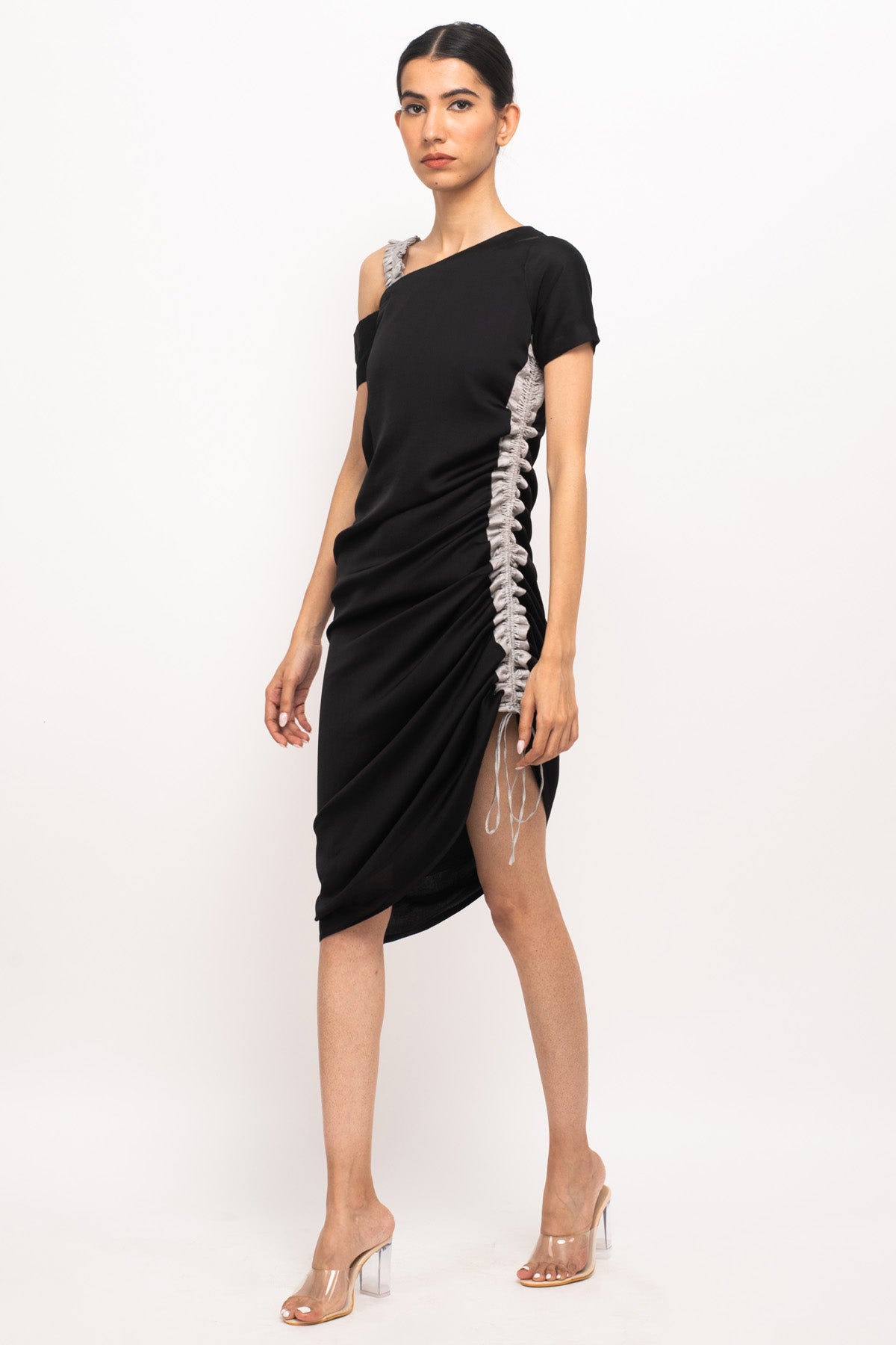Side Ruched One Shoulder Dress