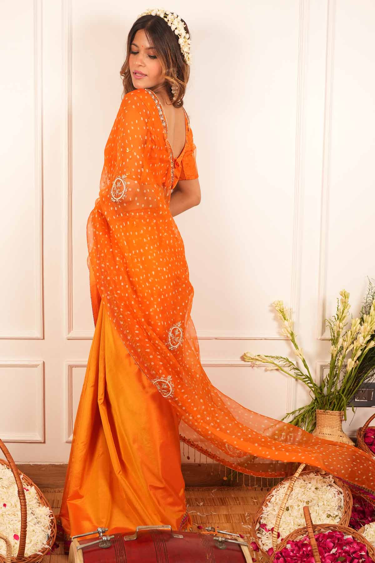 Silk Organza Bandhej Saree