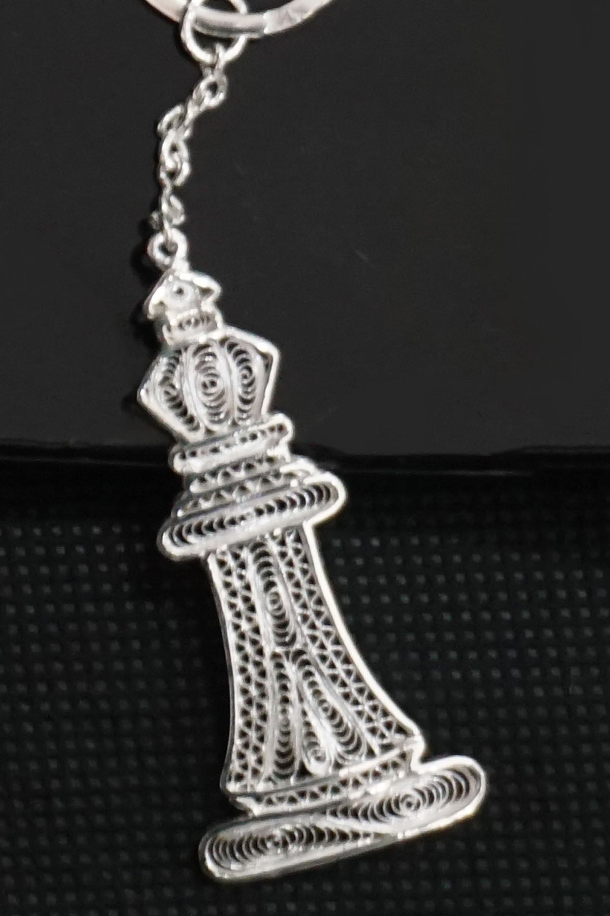 Silver Chess Keychain