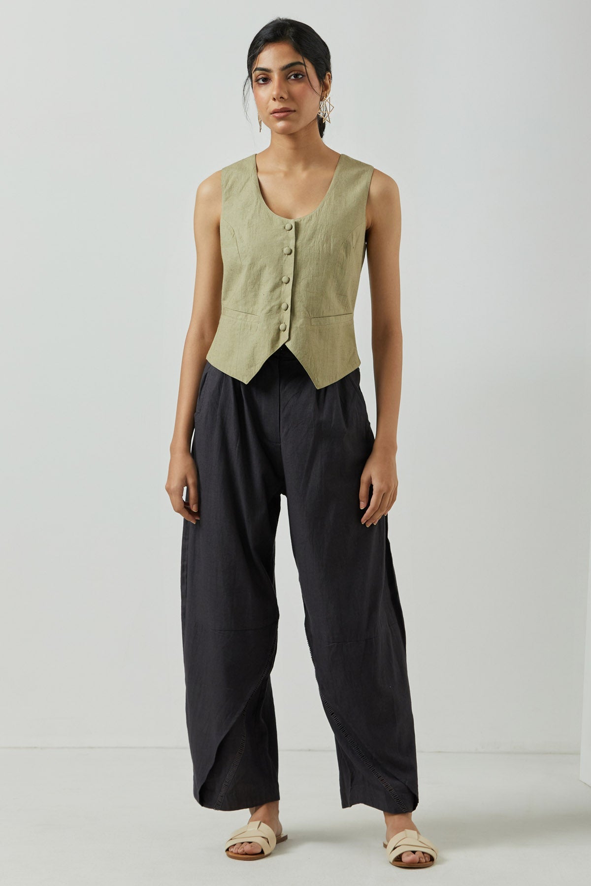 Buy Markkah Studio Cream & Grey Jacket Set for Women Online at ScrollnShops