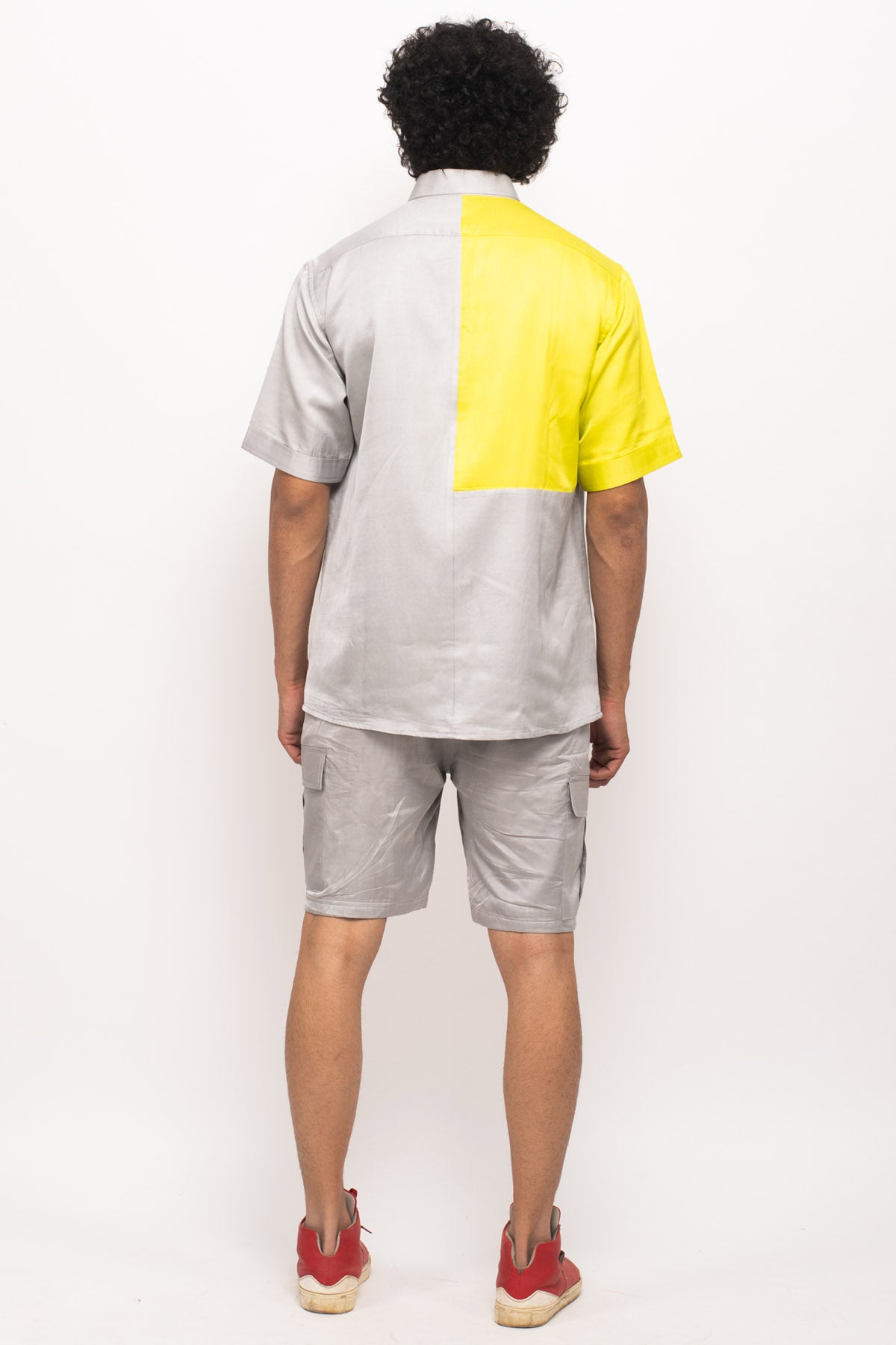 Solid Textured Color Blocked Shirt