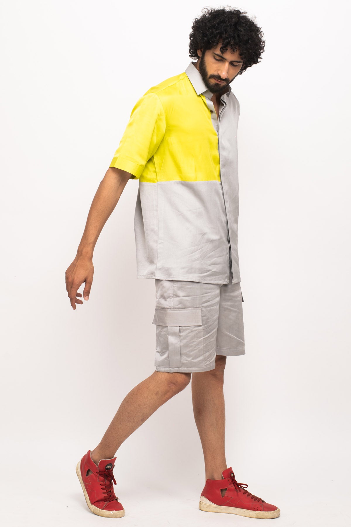 Solid Textured Color Blocked Shirt