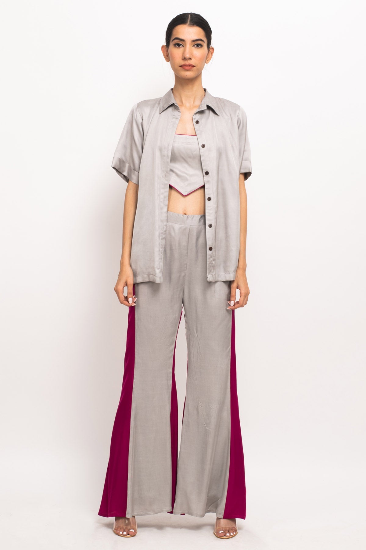 Buy Neora by Nehal ChopraSolid Textured Panelled Co-ord Set for Women Online