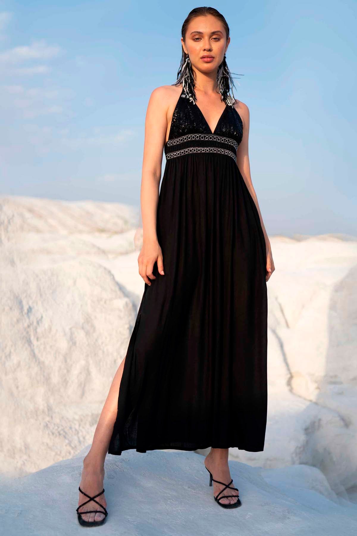 Buy Strappy & Flowy Sequins Dress By Beachbum Online
